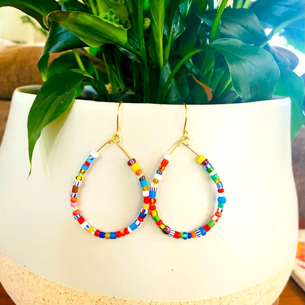 African glass trade Christmas bead earrings